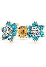 delightful small Aquamarine baby birthstone earrings